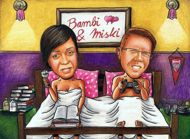 KARYKATURA ZE ZDJĘCIA A3 2 osoby - prezent na ślub urodziny