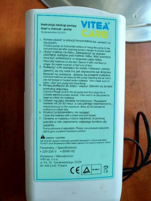 pompka do materaca przeciwodleżynowego