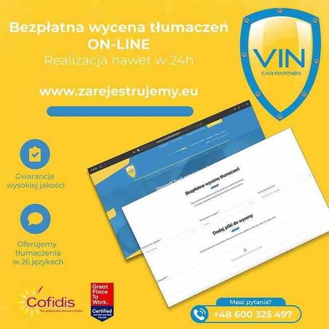 Rejestracja pojazdów-Ubezpieczenia OC/AC-Akcyza-Tłumaczenia