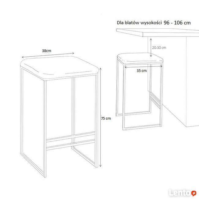 Stołek Barowy 65 cm / 75 cm Czarny / Biały