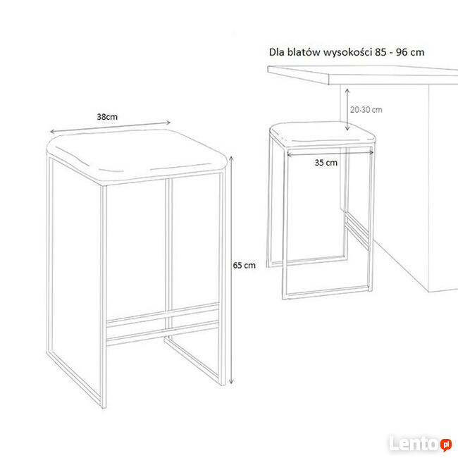 Stołek Barowy 65 cm / 75 cm Czarny / Biały
