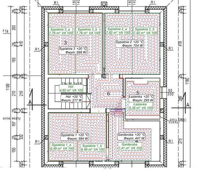 Projekt ogrzewania podłogowego + instrukcja
