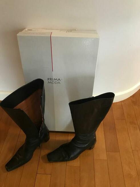 PRIMA MODA - Kozaki na obcasie - CAŁE ze SKÓRY - Rozmiar 38