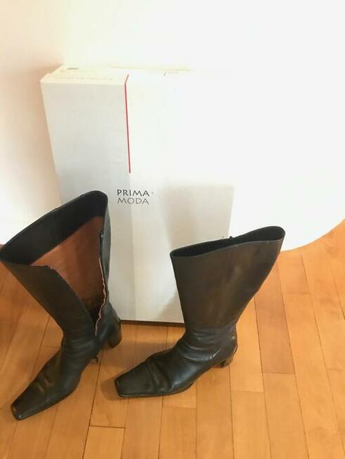 PRIMA MODA - Kozaki na obcasie - CAŁE ze SKÓRY - Rozmiar 38