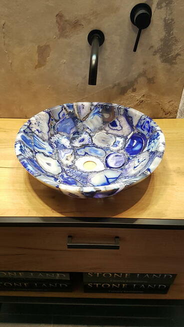 LUXURY AGAT BLUE umywalka z agatów niebieskich