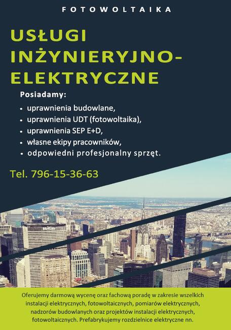Kierownik budowy/robót elektrycznych. Elektryk. Instalacje