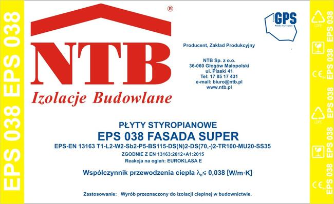 NTB styropian EPS 038 fasada super