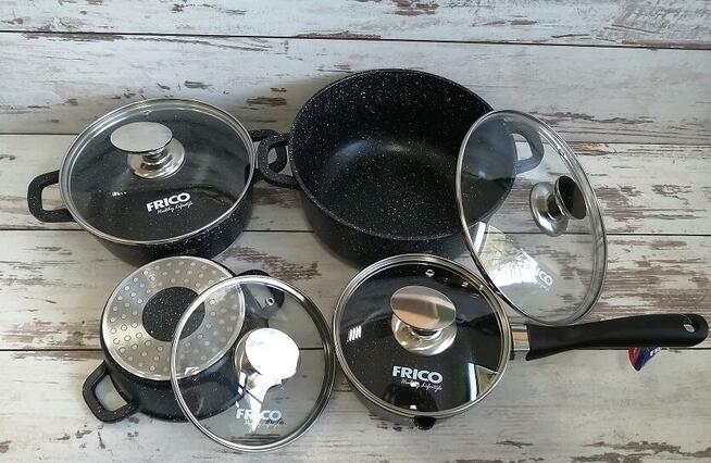 Garnki frico fr-4411 zestaw garnków indukcja 3+1 nowe