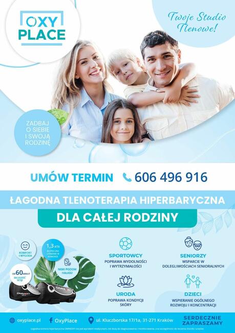 Łagodna komora hiperbaryczna -sesje tlenoterapii w OxyPlace