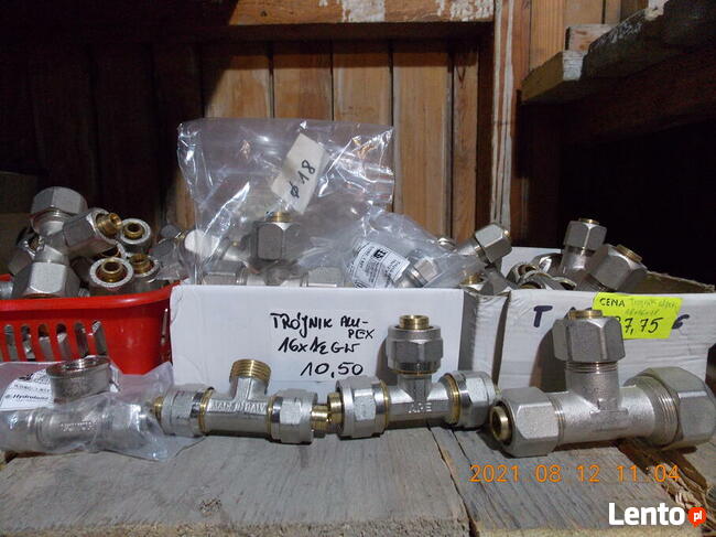 KSZTAŁTKI NA RURĘ ALU-PEX SKRĘCANE: złączka, kolano, trójnik