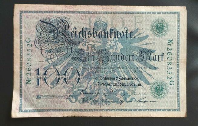 Banknot 100 marek niemieckich , 1908