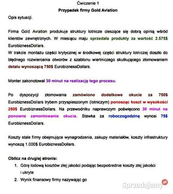 Case Study - Przypadek firmy Gold Aviation