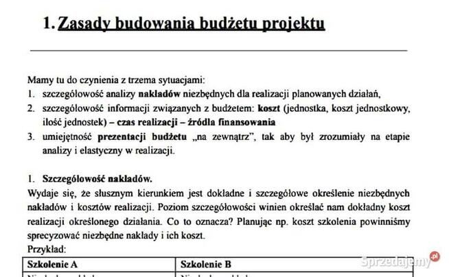 Zasady budowania budżetu projektu produkcji i kosztów y