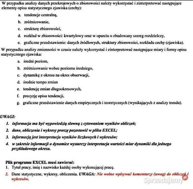 Statystyka - zaliczenie z laboratorium komputerowego