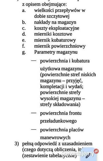 Program magazynowania, obliczanie powierzchni i przestrze