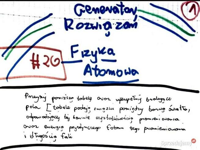 Energia elektronu, barwa światła, długość fali Rozwiązania
