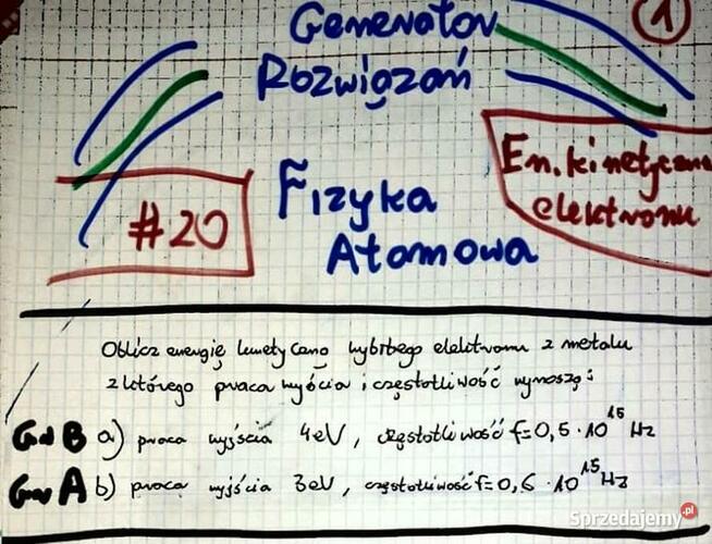 Energia elektronu, barwa światła, długość fali Rozwiązania