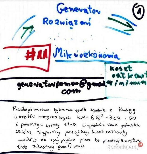 Funkcja produkcji, koszt całkowity minimalny - Rozwiązania