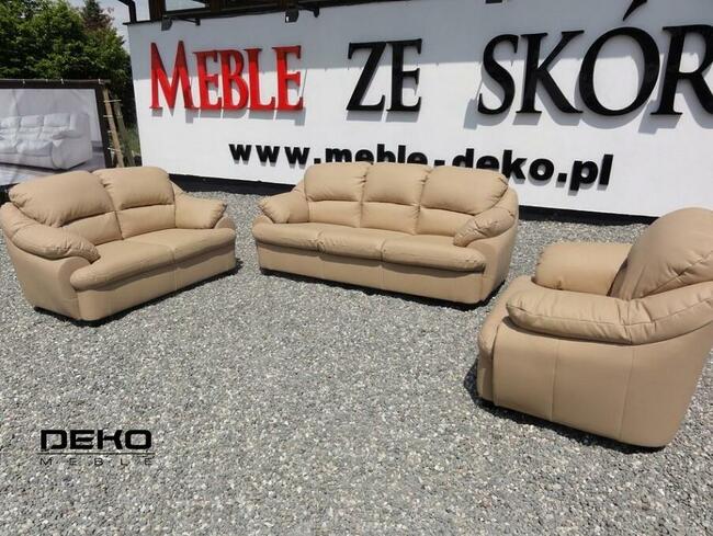 Puchacz najwyższej jakości Komplet wypoczynkowy SKÓRA 100%