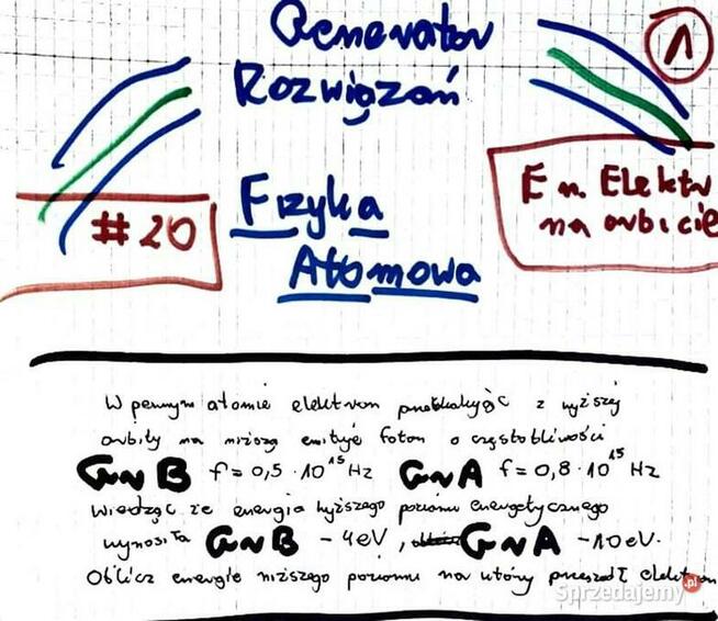 Energia elektronu, barwa światła, długość fali Rozwiązania