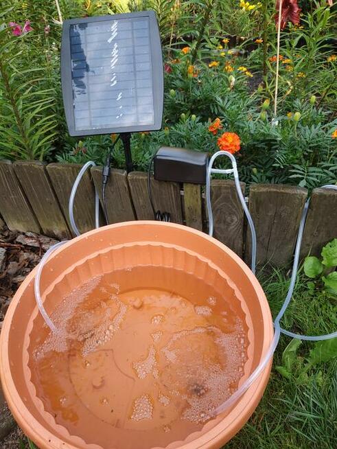 Napowietrzacz.Pompa solarna.Akumulator, Staw.Oczko wodne