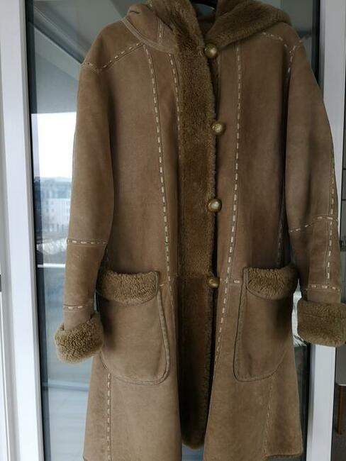 ALLEGRIA kożuch damski naturalny kaptur jasny futro r. 36-38