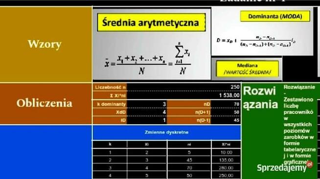 Statystyka - Zestaw Rozwiązań Excel. poziom - Studia