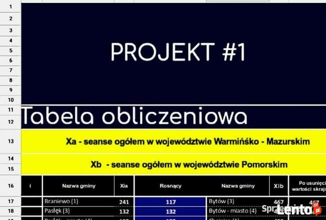 Podstawy statystyki - Praca zaliczeniowa Excel. Studia