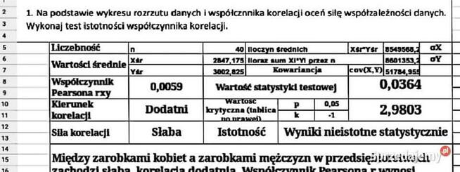 Statystyka Zestaw 4 Rozwiązań Excel. poziom - Studia