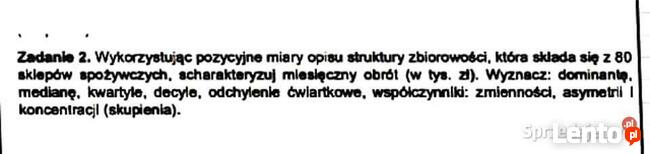 Zadanie kontrolne ze Statystyki - rok 2020/2021 - Excel