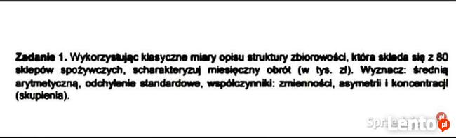 Zadanie kontrolne ze Statystyki - rok 2020/2021 - Excel