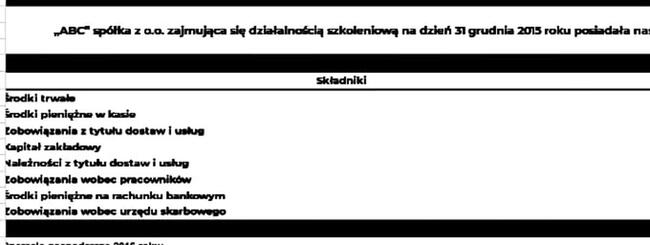 Bilans spółki, Rachunek zysków i strat - Rozwiązanie