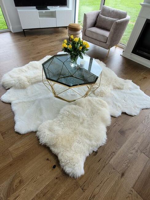 Designerski Skórzany Dywan Nowoczesny Dywan Skóra Owcza