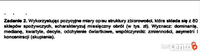 Zadanie kontrolne ze Statystyki - rok 2020/2021 - Excel