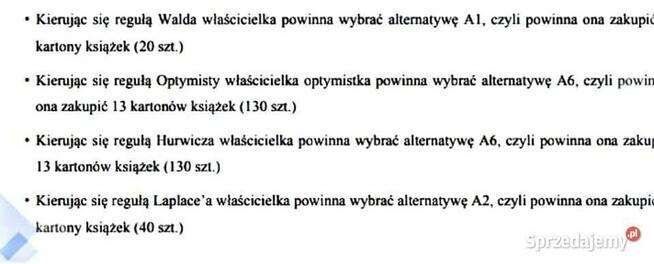 Podejmowanie decyzji w warunkach niepewności/ryzyka