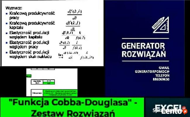 Funkcja Cobba-Douglasa - Rozwiązanie zadania Excel. Studia