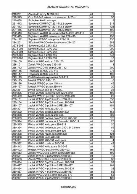 Zaciski, złączki WAGO różne rodzaje 280-101, 281-101, itp.