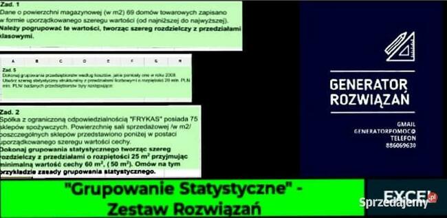 Grupowanie Statystyczne - Zestaw 5 Rozwiązań Excel.