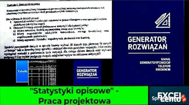 Statystyki opisowe - Praca projektowa Excel. poziom Studia