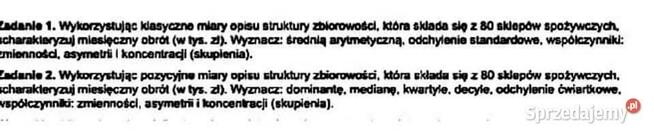 Klasyczne i pozycyjne miary opisu struktury - Excel.