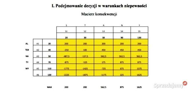 Podejmowanie decyzji w warunkach niepewności/ryzyka