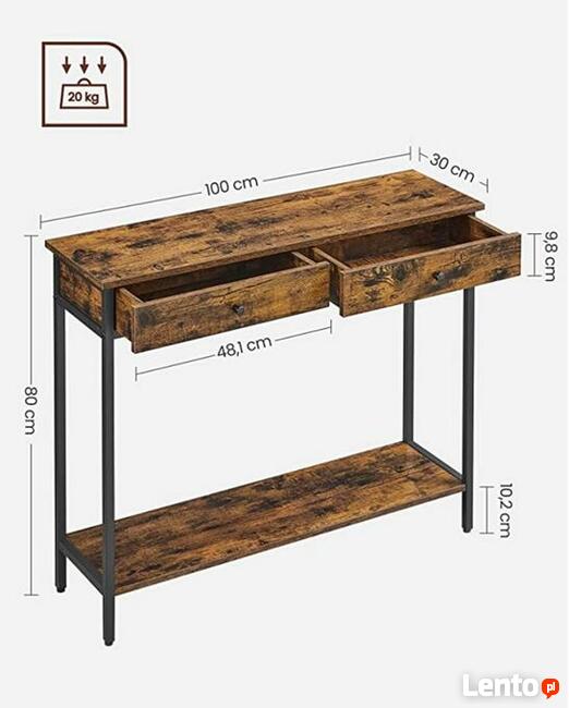 Konsola Konsolka odcienie brązu mat 100 x 30 cm Rustykalna