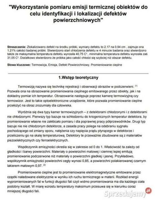 Wykorzystanie pomiaru emisji termicznej obiektów