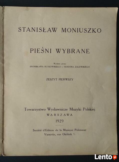 Stanisław Moniuszko Pieśni Wybrane