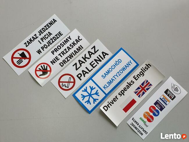 oznaczenia taxi Kraków cenniki herby magnesy numery boczne