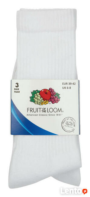 3-pack Skarpety kolor biały FRUIT of the LOOM roz 35-38