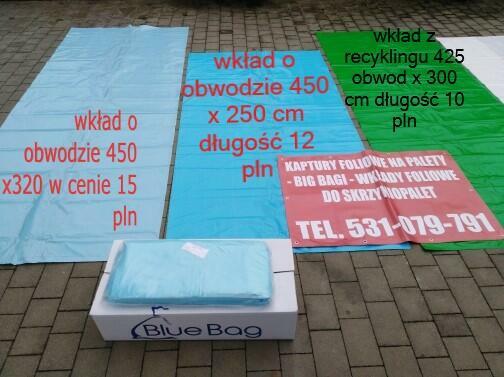 Wkłady foliowe do big bag worki do skrzyniopalet kukurydza