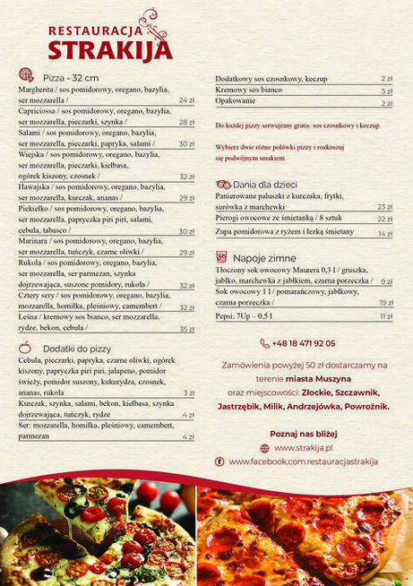 Restauracja Strakija jedzenie Muszyna dowóz GRATIS !!!