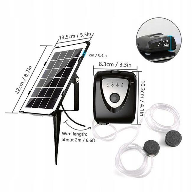 Napowietrzacz solarny.Akumulator.Pompa tlenu.Staw.Oczko wody