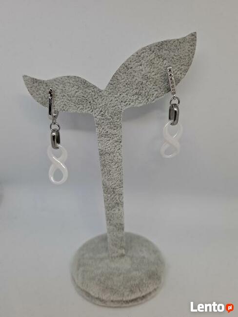 Obrączka ceramiczna łańcuszek kolczyki biała różowa czarna